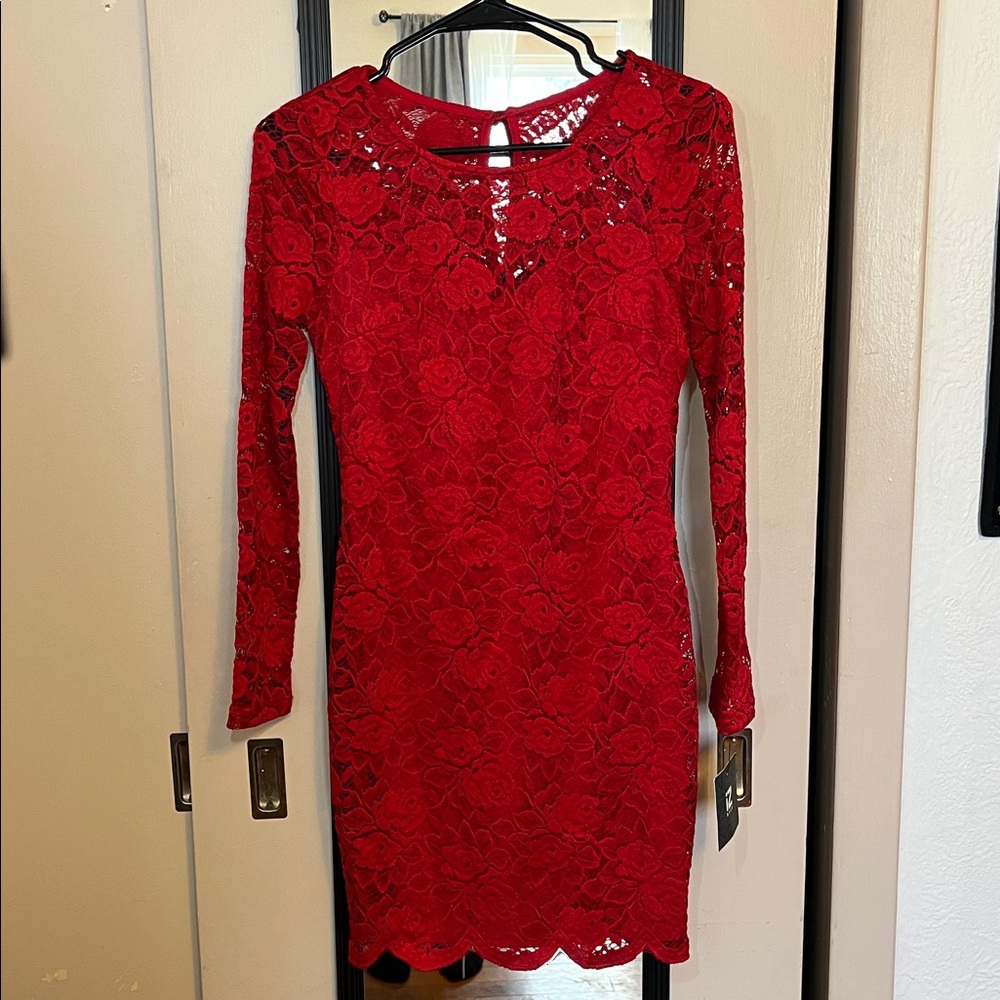 Iz Byer Red Lace Cocktail Dress Size Small